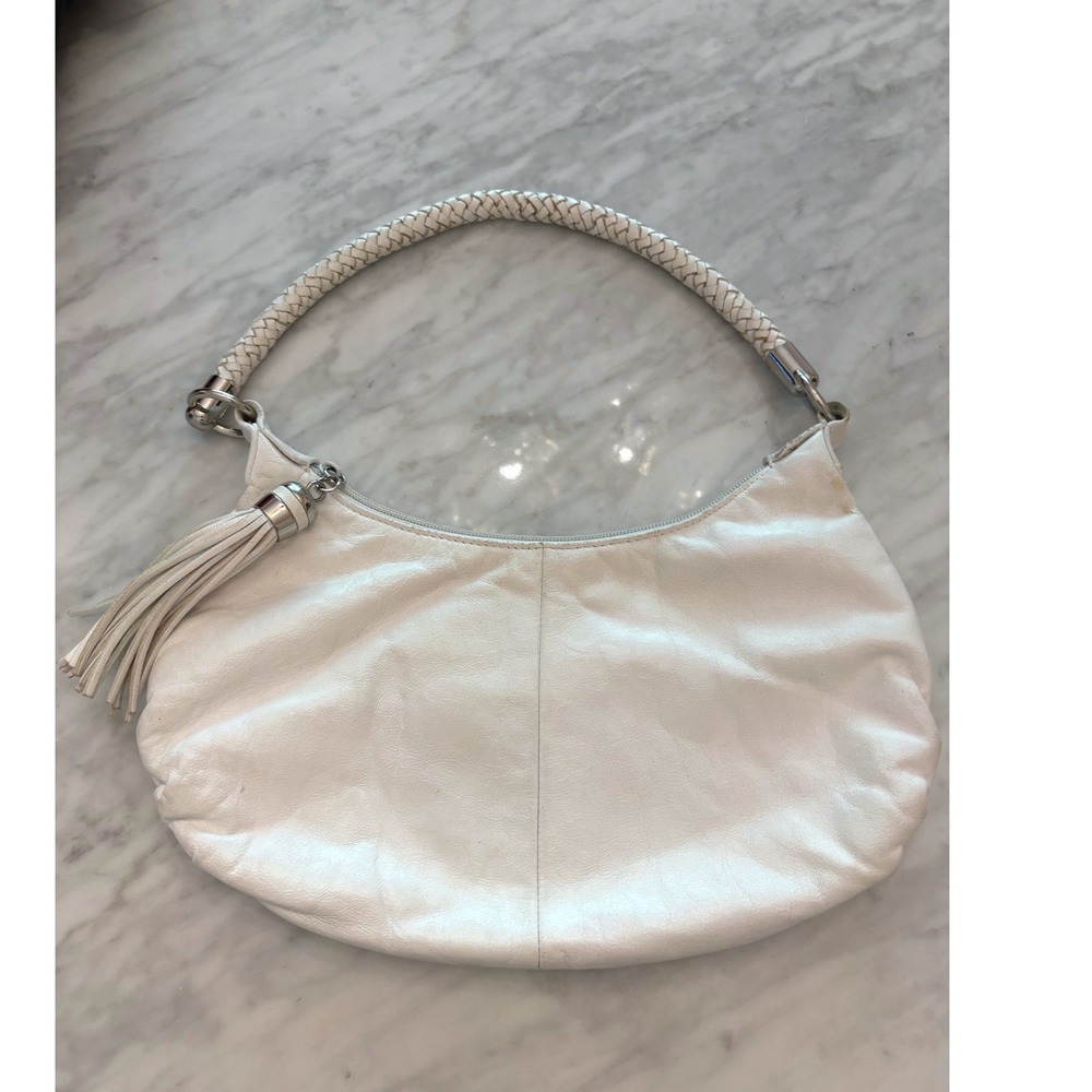 Great American Leatherworks Hobo Bag Womens‎ Small White Good Braided Tassel
